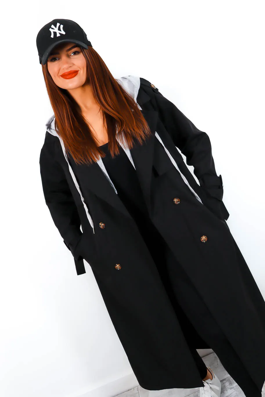 Mac To Basics - Black 2 in 1 Hoodie Trench Coat