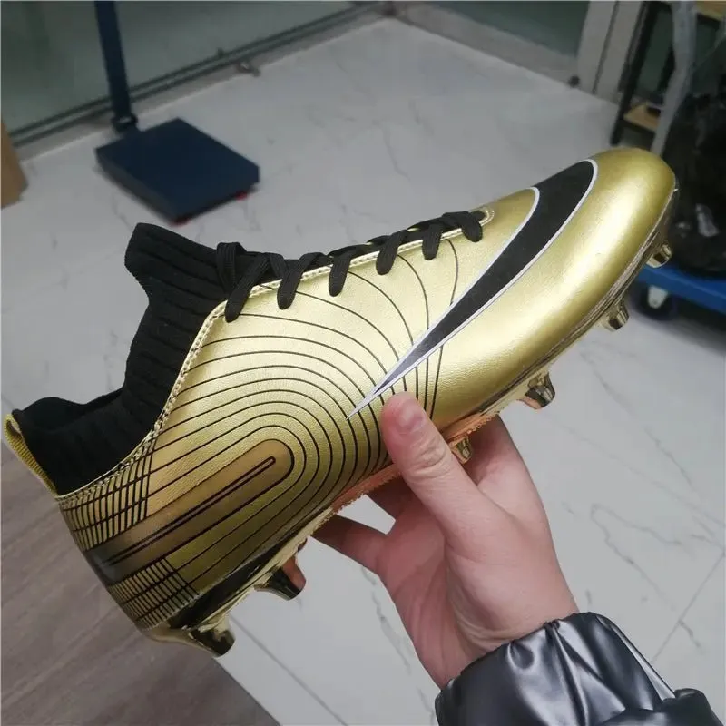 Men and Kids Football Boots Leather Cleats Training Soccer Shoes