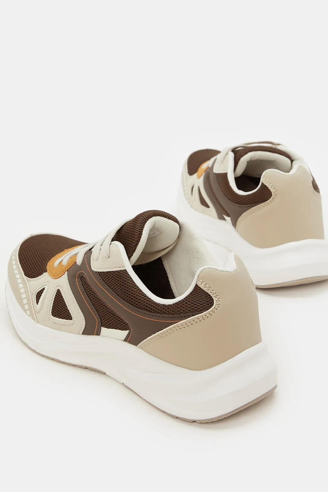 Men Beige Color Block Chunky Trainer