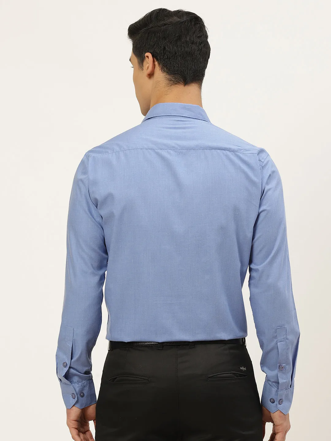 Men's Cotton Blue Classic Formal Shirt - Sojanya