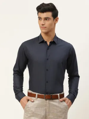 Men's Cotton Navy Blue Classic Formal Shirt - Sojanya