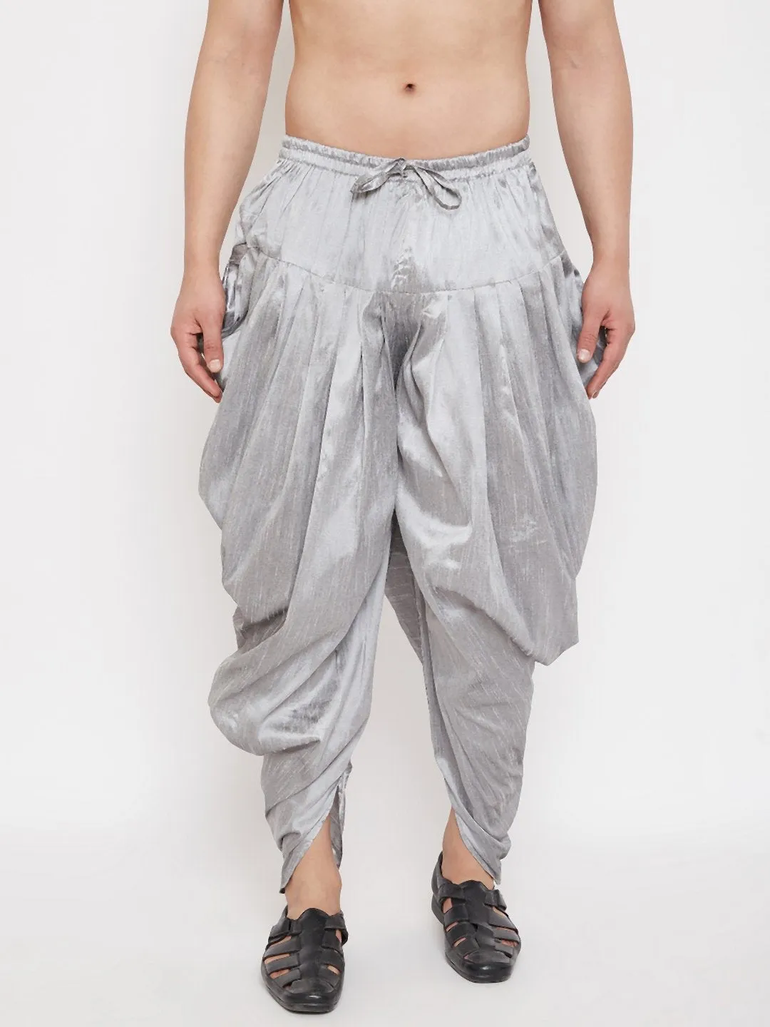 Men's Grey Cowl Dhoti - Vastramay