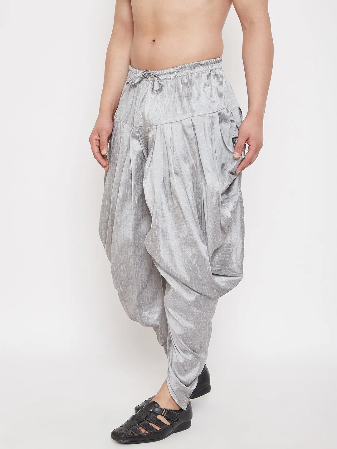 Men's Grey Cowl Dhoti - Vastramay