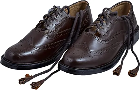 Men's Scottish Chocolate Brown Synthetic Leather Ghillie Brogues Kilt Shoes