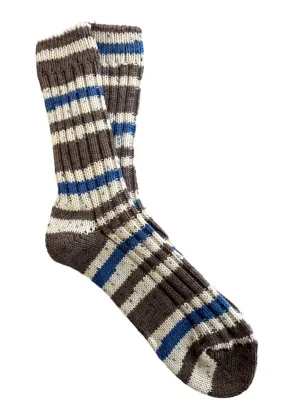 Men's Soft Merino Wool Fair Isle Socks | Brown Royal Ecru