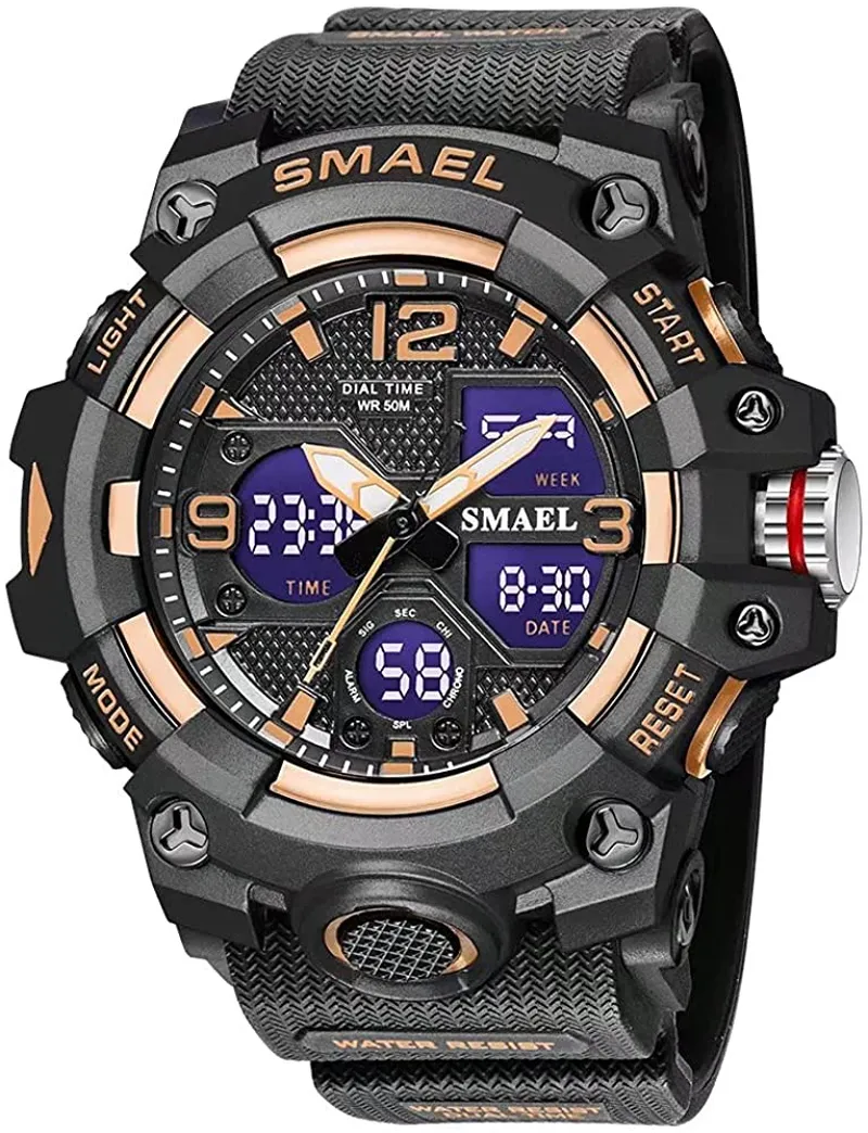 Men's Sports Outdoor Waterproof Wrist Watch with Multi Functions including LED