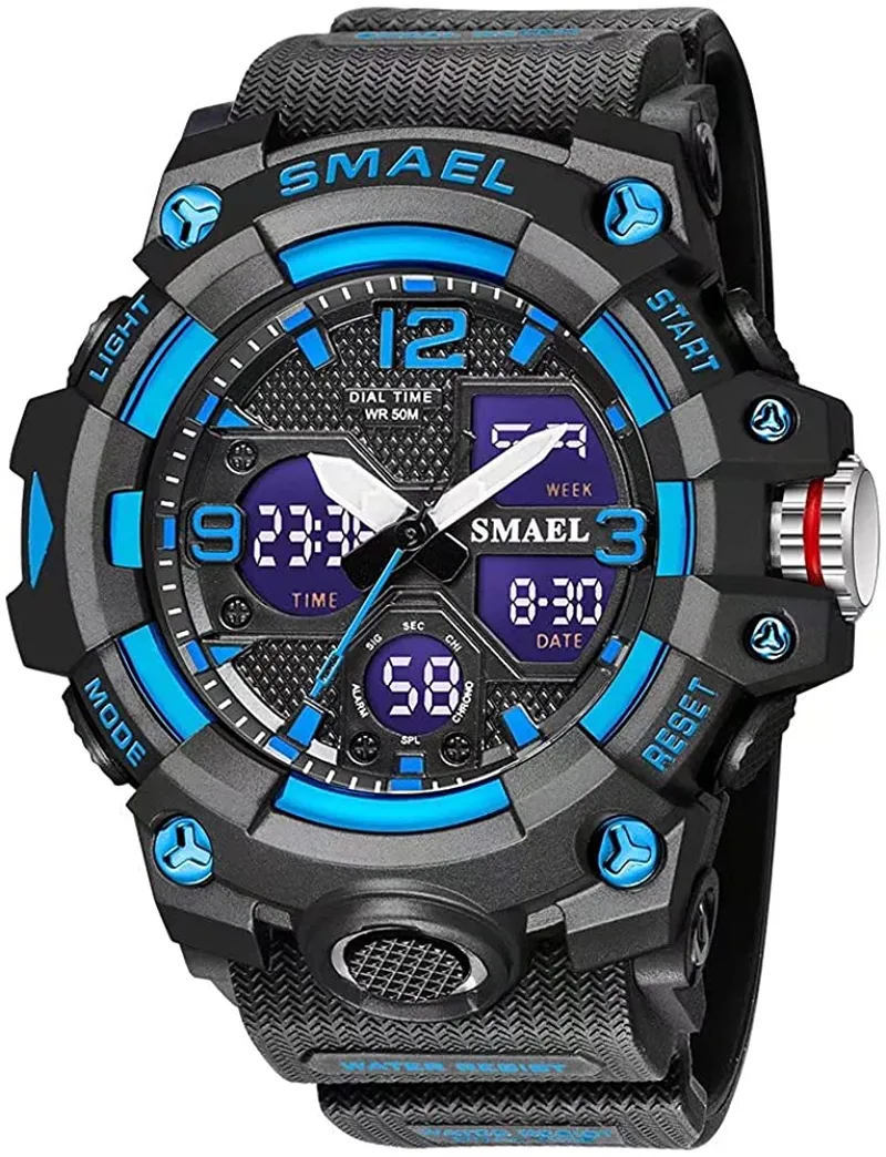 Men's Sports Outdoor Waterproof Wrist Watch with Multi Functions including LED