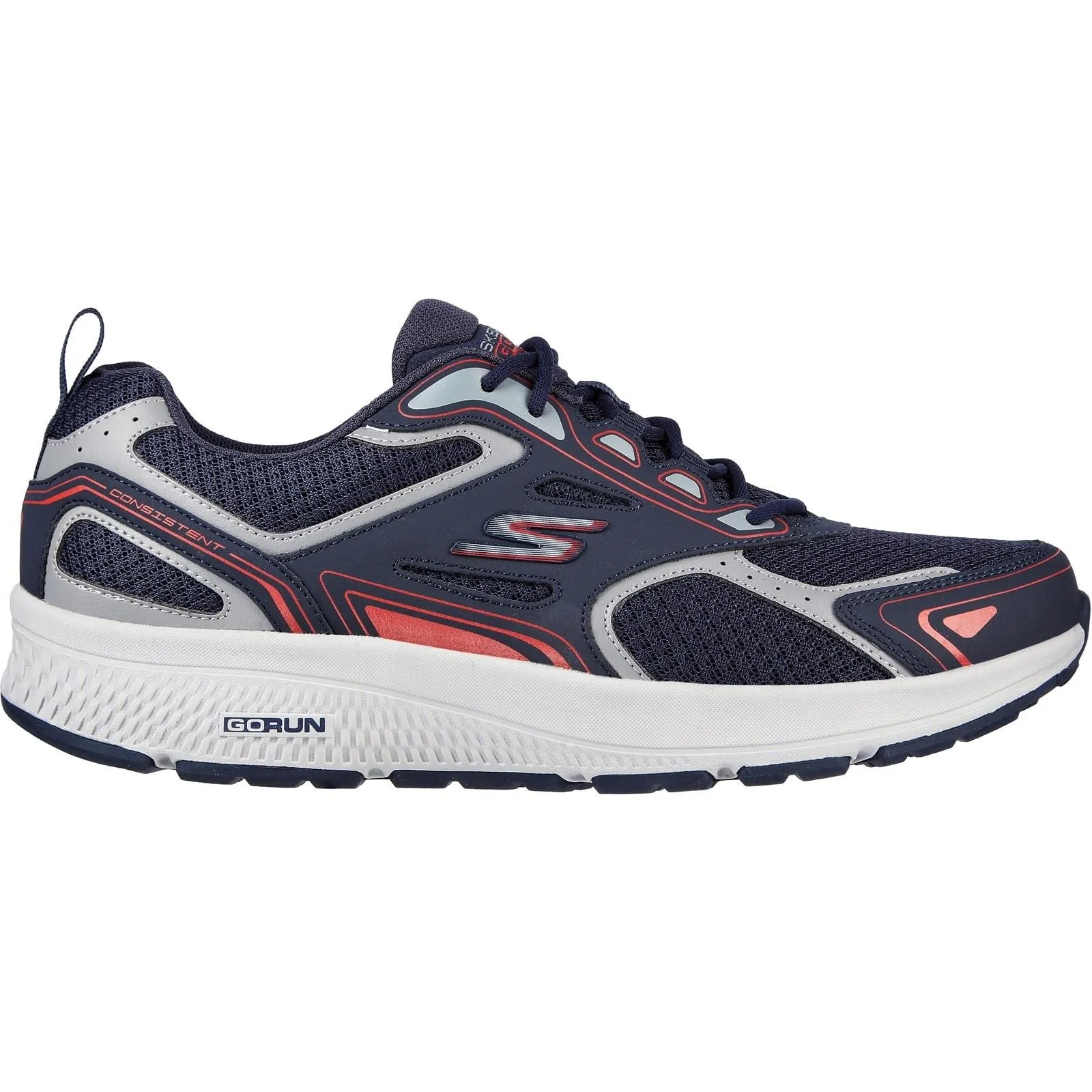 Men's Wide Fit Skechers 220034 Go Run Consistent Wide Trainers - Navy/Red