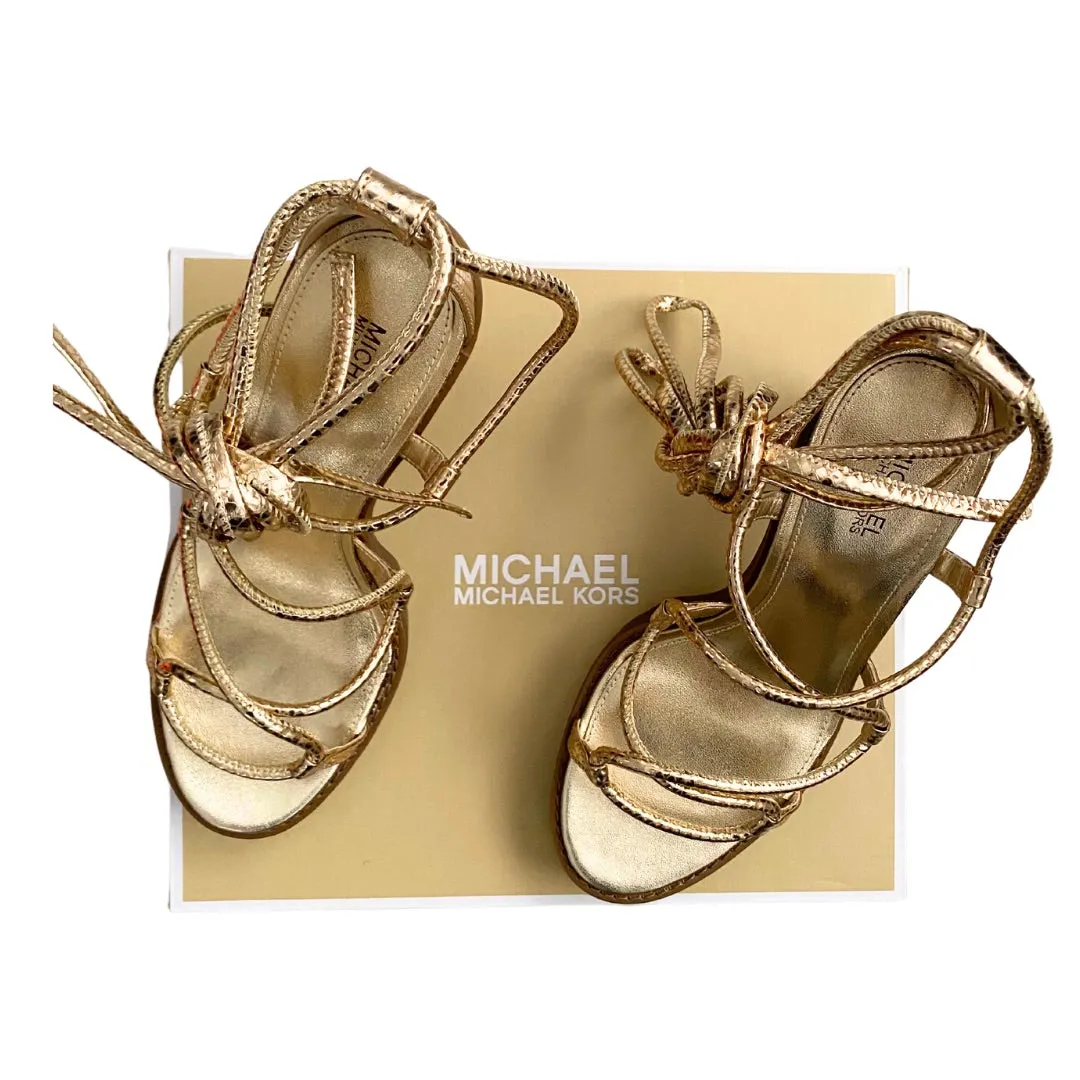 MICHAEL KORS Vero Lug Platform Sandals Gold