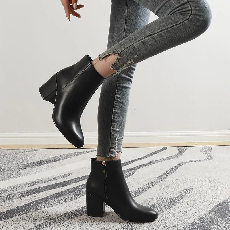 Minimalist Side Zipper Basic Short Boots