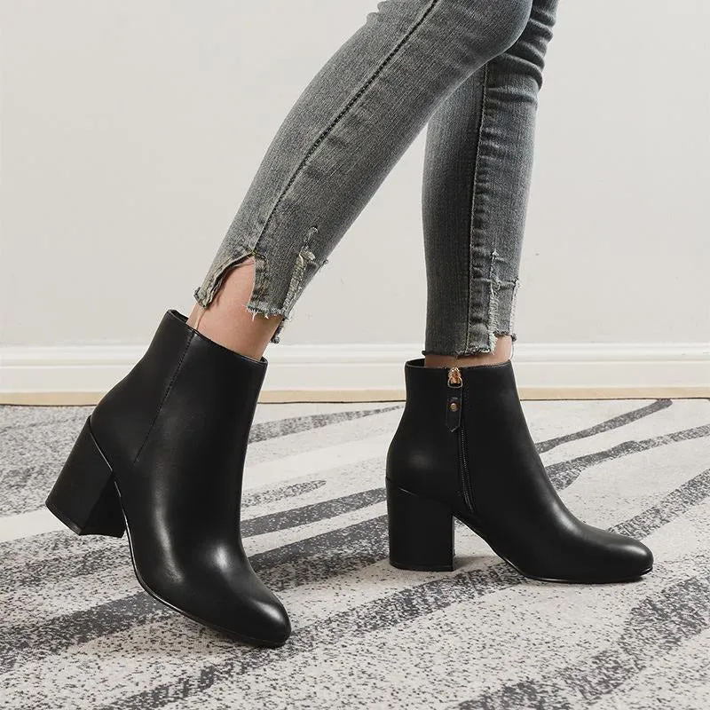 Minimalist Side Zipper Basic Short Boots