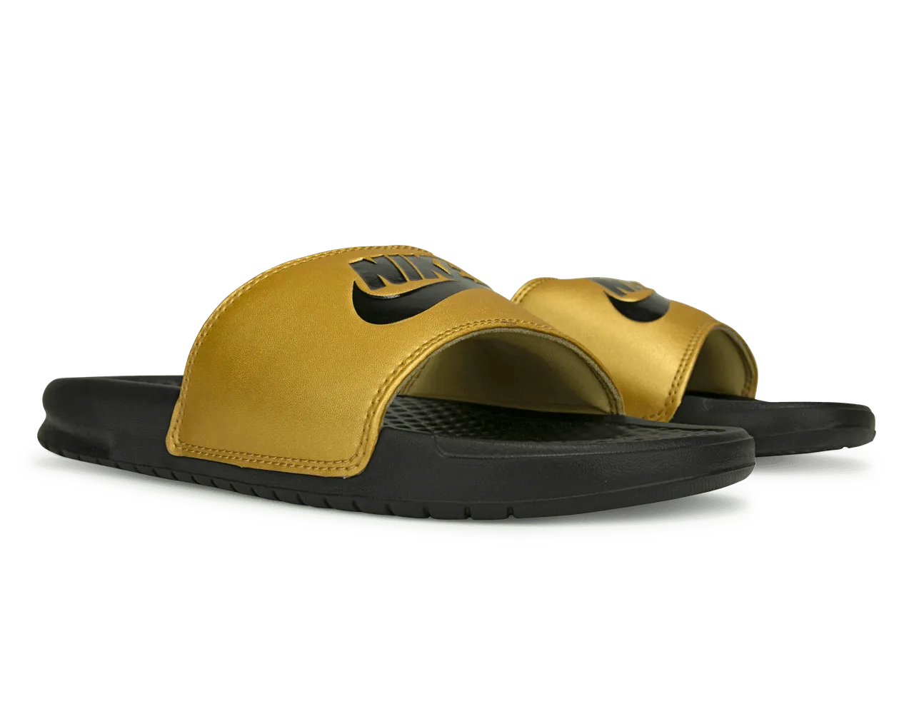 Nike Women's Benassi JDI Sandal Black/Metallic Gold