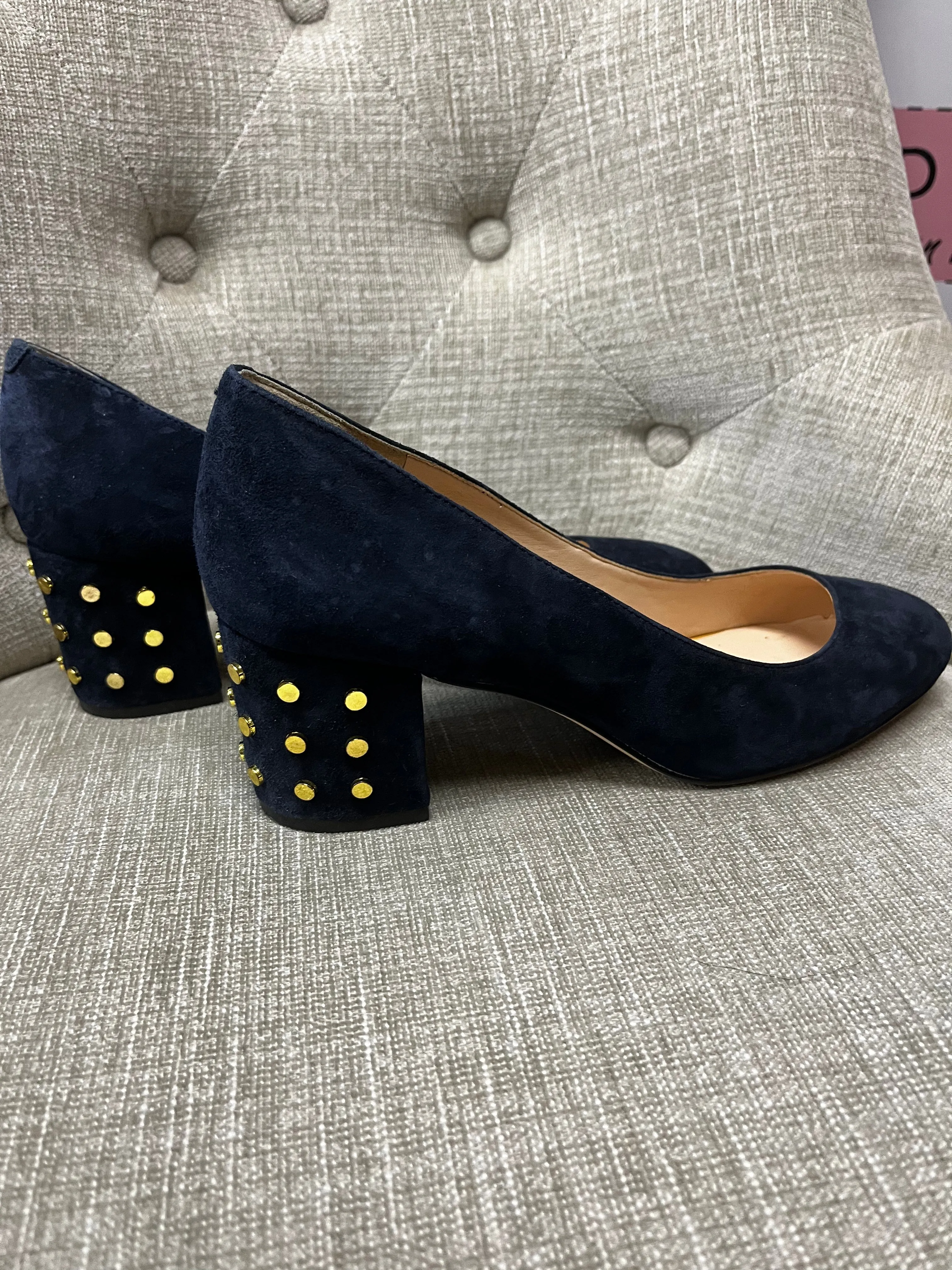 Nine West Navy Suede Stud Heels (Size 8)