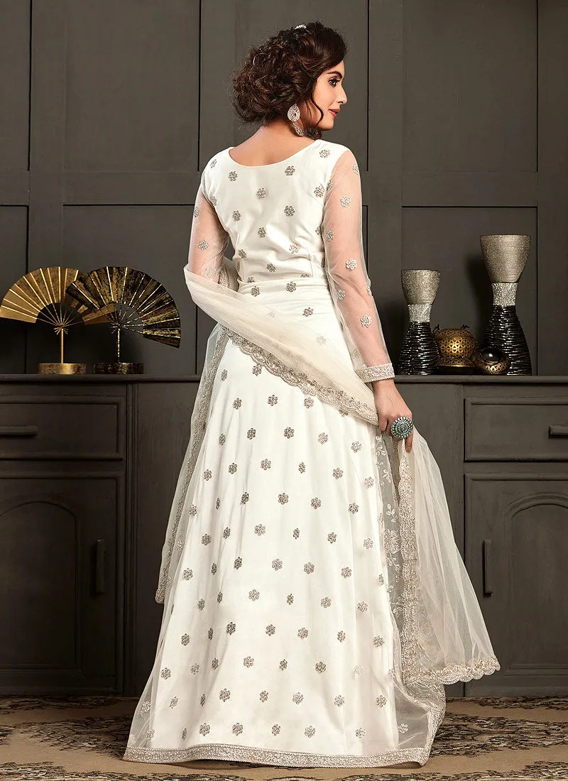 Off White Embroidery Jacket Style Wedding Gown