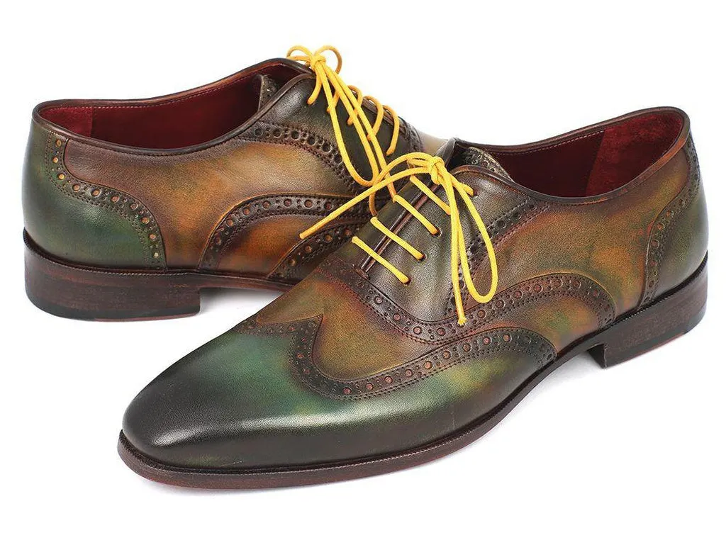 Paul Parkman Wintip Oxfords Green Handpainted Calfskin (ID#228-GRN)