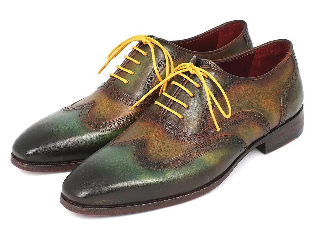 Paul Parkman Wintip Oxfords Green Handpainted Calfskin (ID#228-GRN)