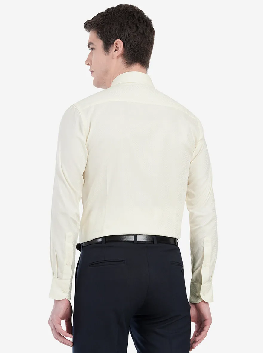 Pearl Yellow Dobby Slim Fit Formal Shirt | Metal