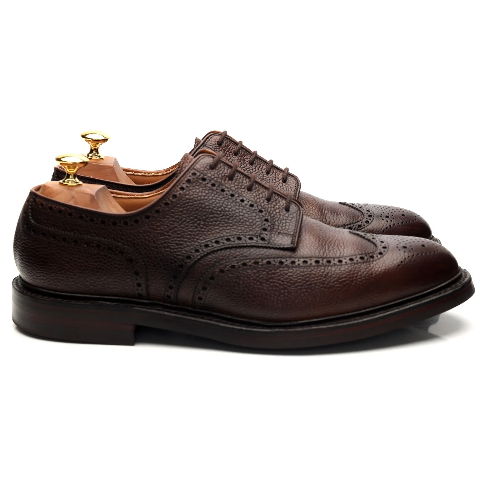 'Pembroke' Dark Brown Leather Derby Brogues UK 10.5 E