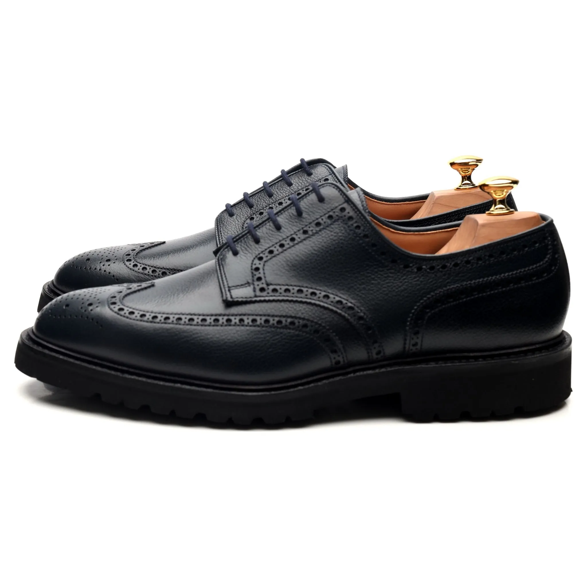 'Pembroke' Navy Blue Leather Derby Brogues UK 10 E