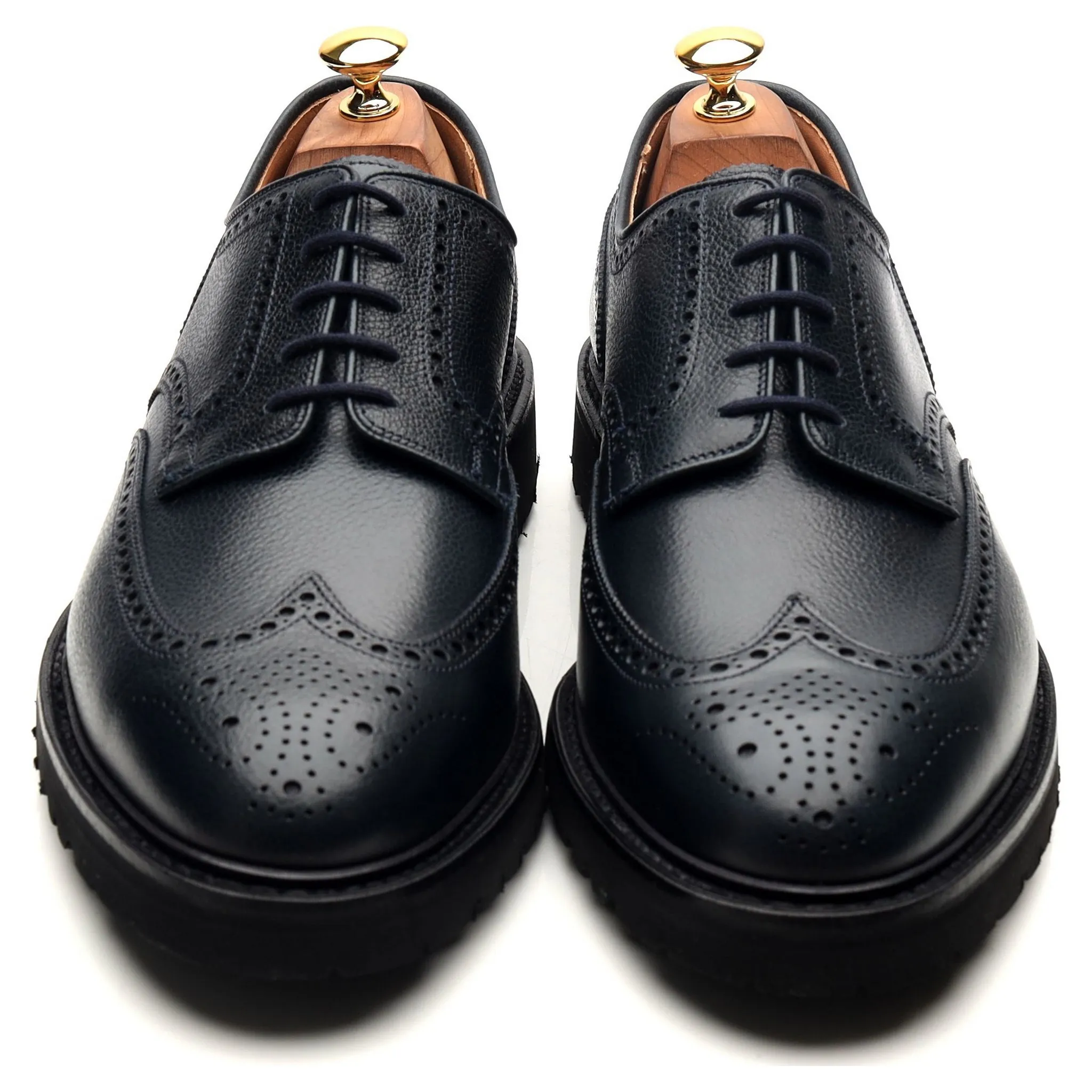 'Pembroke' Navy Blue Leather Derby Brogues UK 10 E