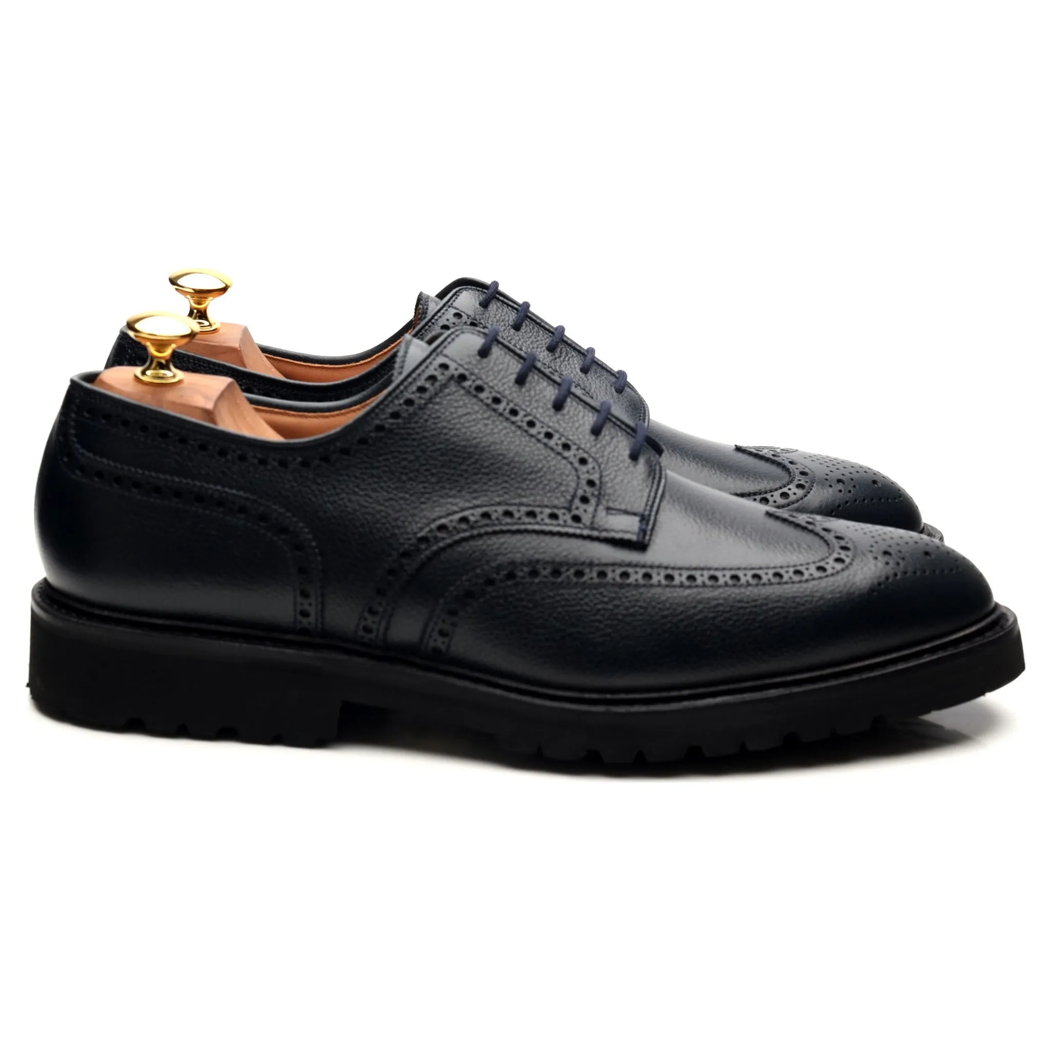 'Pembroke' Navy Blue Leather Derby Brogues UK 10 E