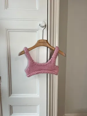 Pink Chunky Knit Bralette XS (Knitter Training Sample)