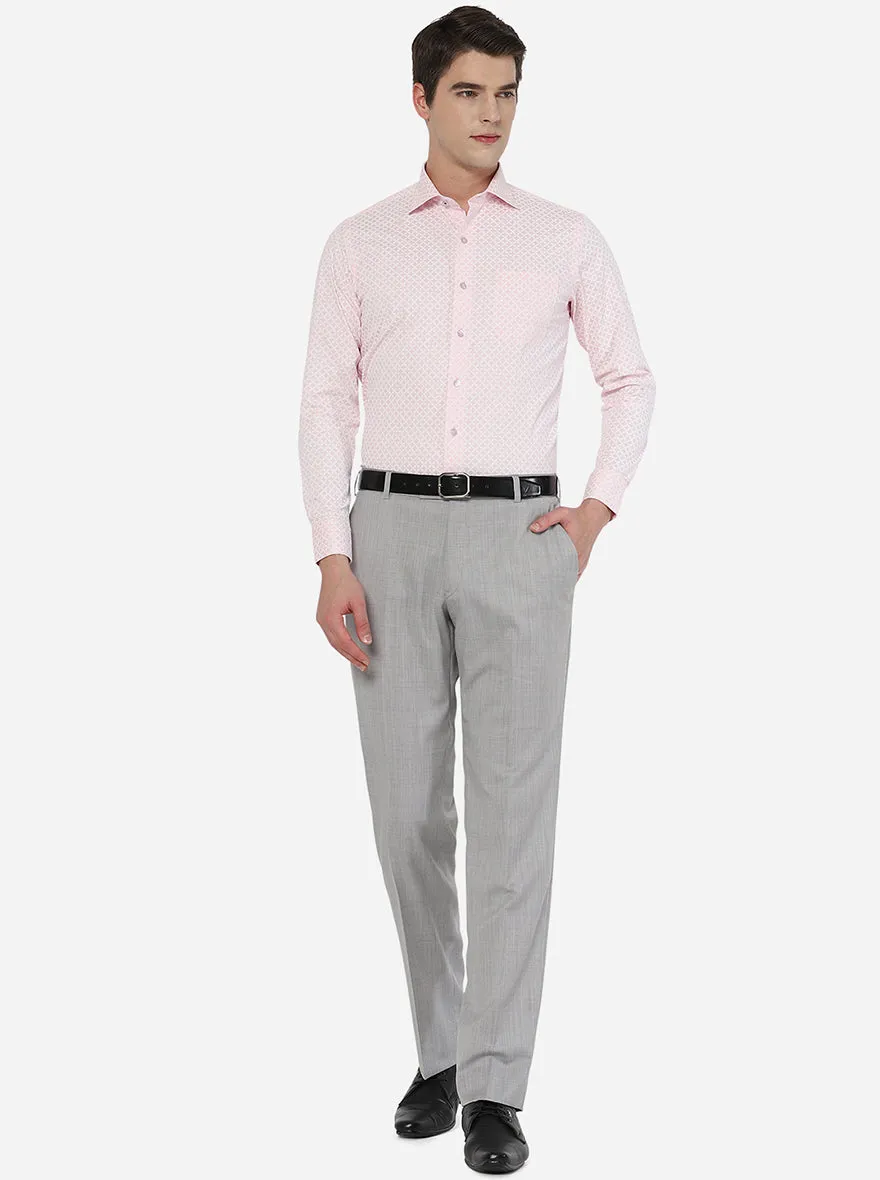 Pink Printed Slim Fit Formal Shirt | Metal