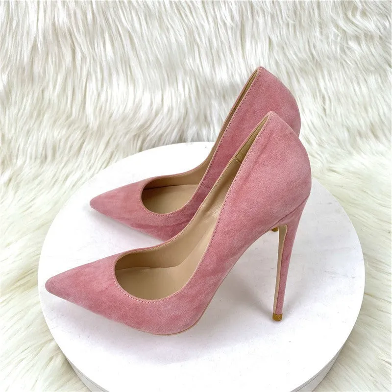 Pink Suede Shallow Cut Stilettos