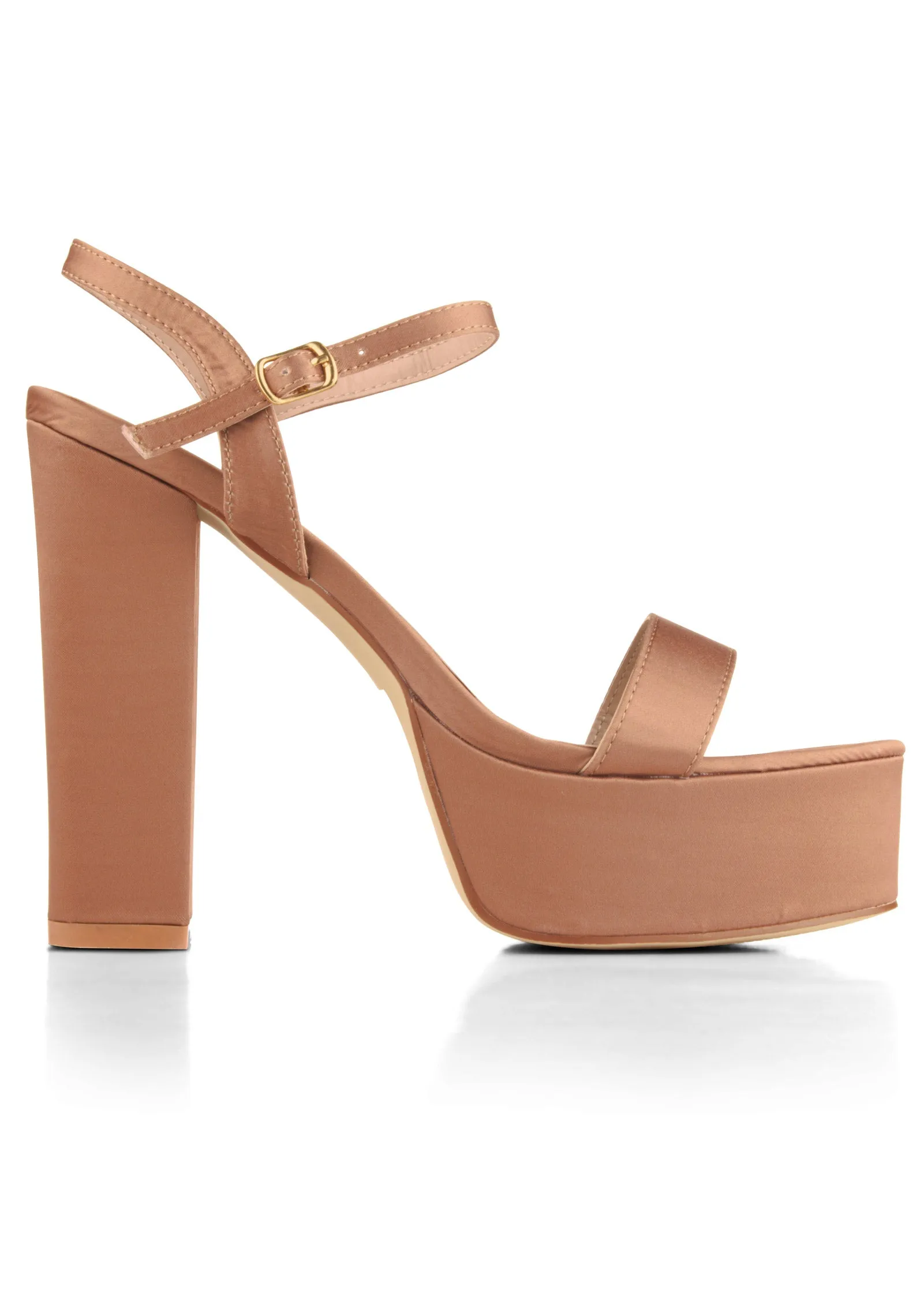 Platform Chunky Heels - Tan