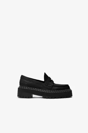 Proenza Schouler Lug Sole Platform Loafers in Grainy Leather - Black