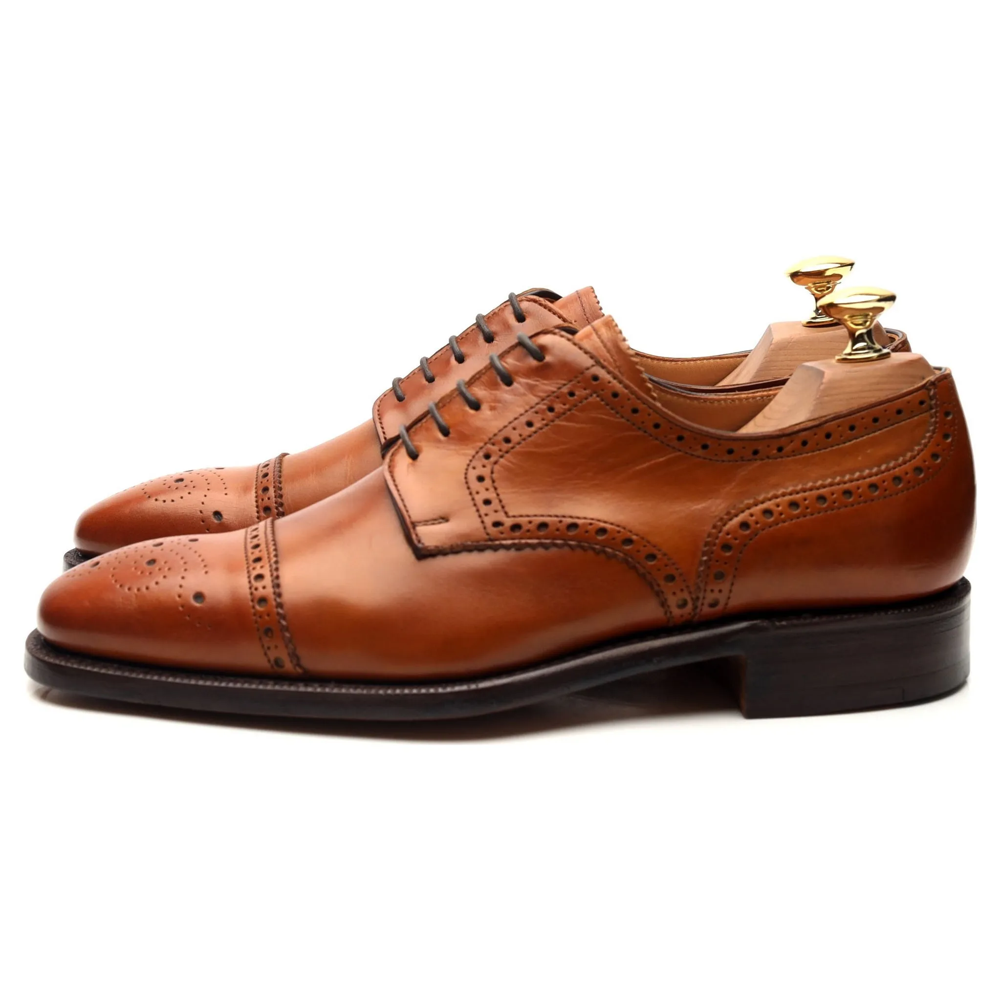 'Randolph' Tan Brown Leather Derby Brogues UK 6 F