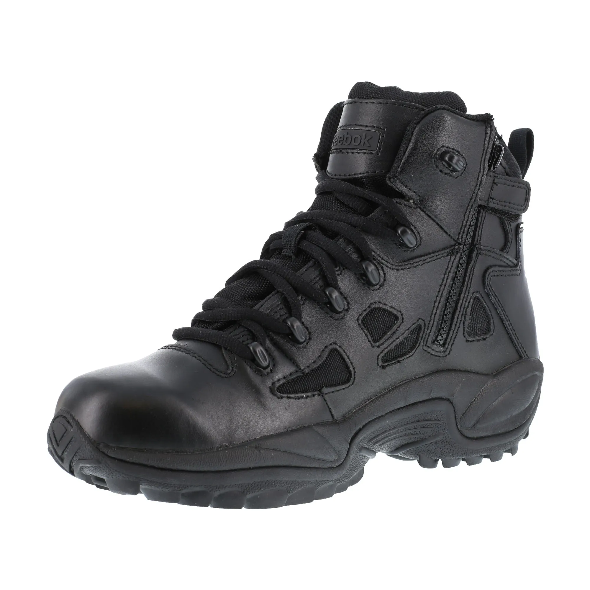 Reebok Mens Black Leather Work Boots Rapid Response Stealth 6in