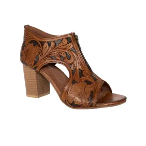 Roper Ladies Mika Front Zip Cognac/ Brown Tooled leather 09-021-0946-3208