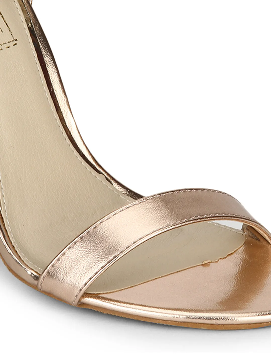 Rose Gold Diamante Ankle Strap Stilettos