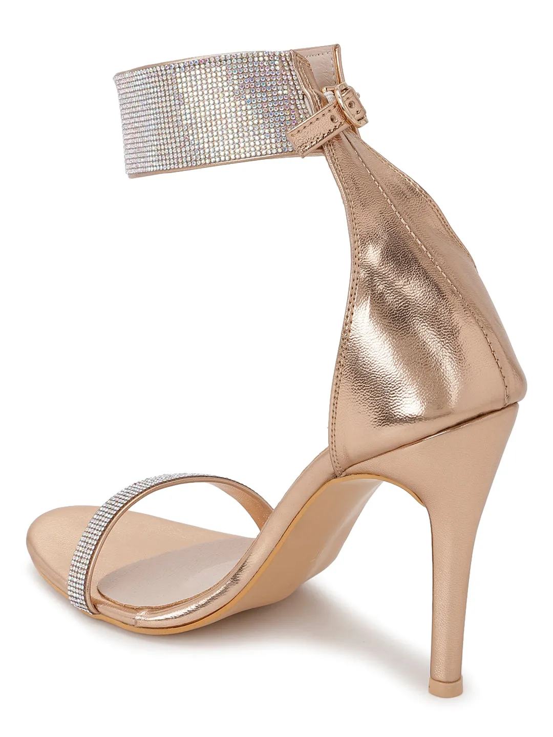 Rose Gold PU Strappy Stiletto Sandals (TC-SLC-1457-RGLD)