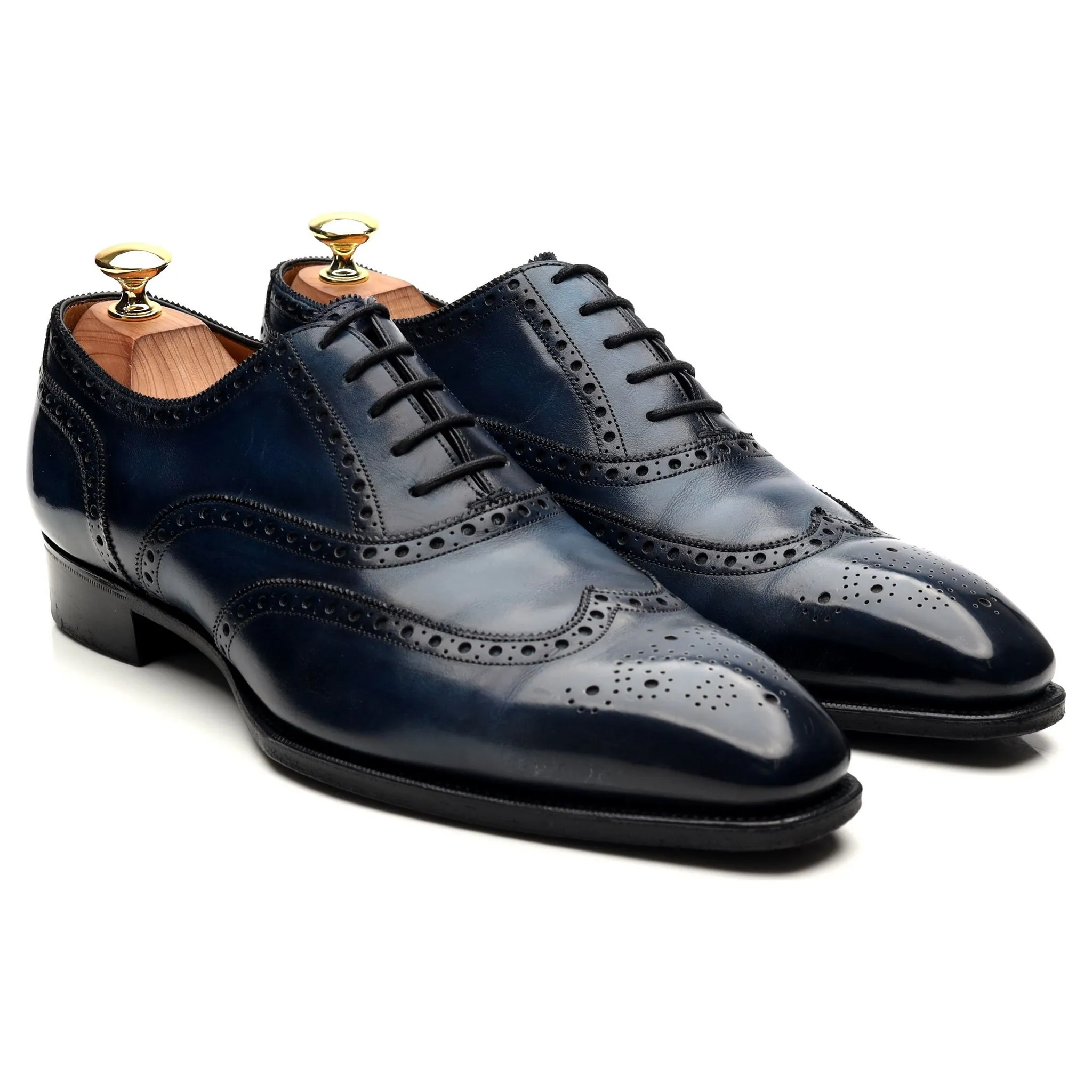 'Rothschild' Blue Sapphire Patina Leather Oxford Brogues UK 8.5 F