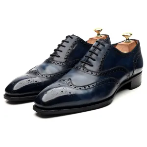 'Rothschild' Blue Sapphire Patina Leather Oxford Brogues UK 8.5 F