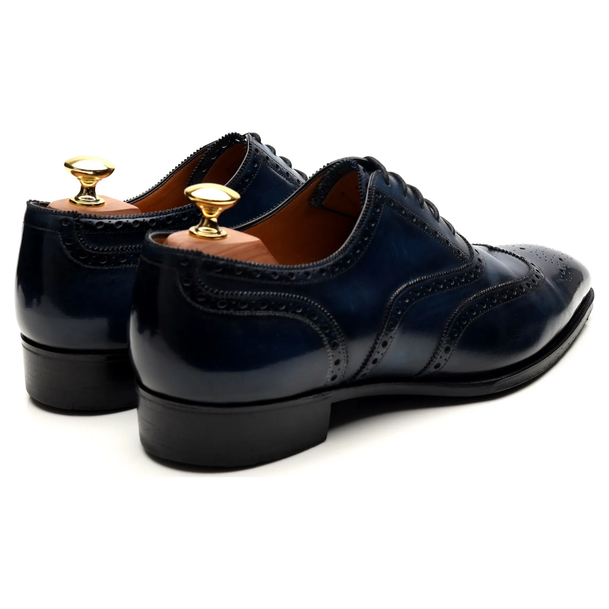 'Rothschild' Blue Sapphire Patina Leather Oxford Brogues UK 8.5 F