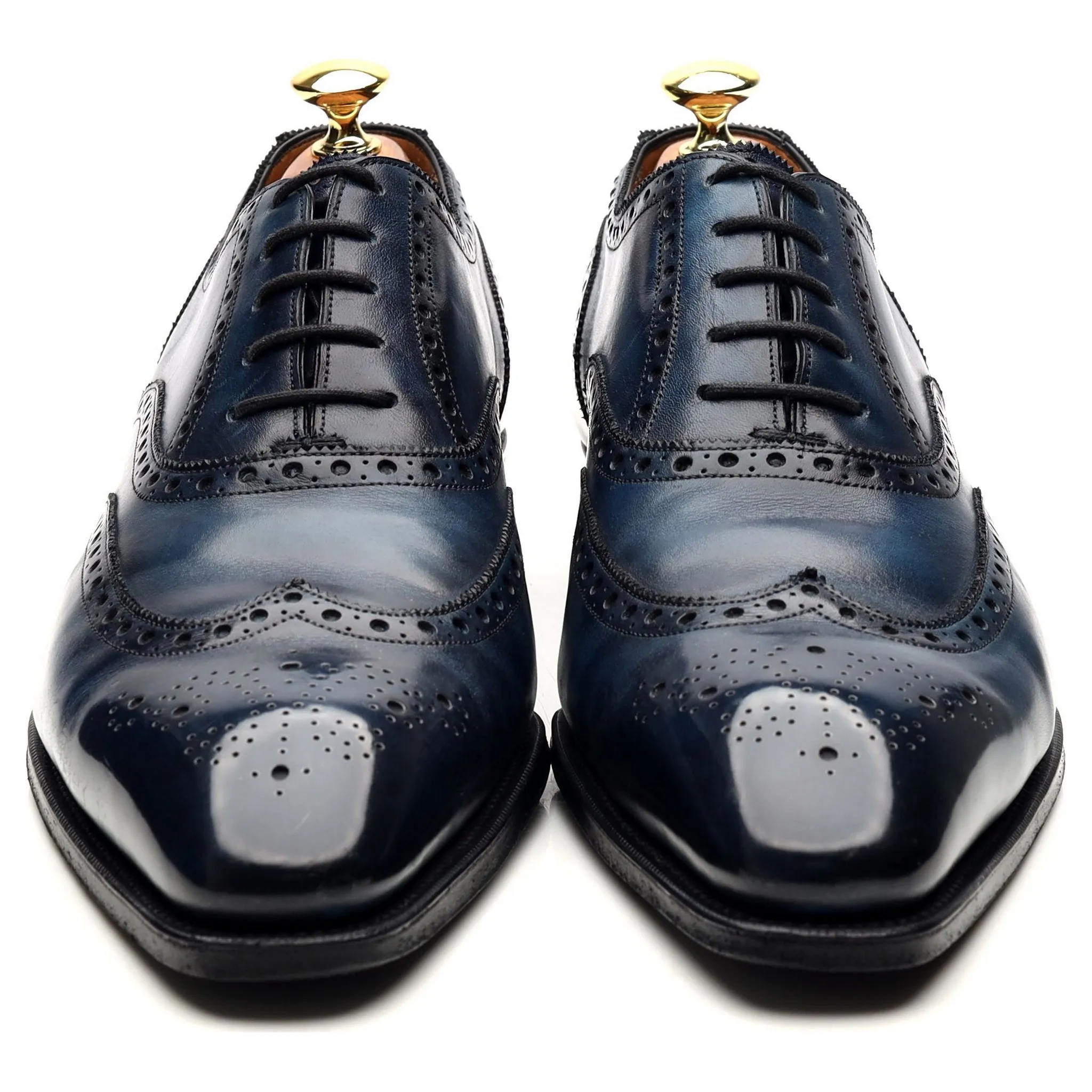 'Rothschild' Blue Sapphire Patina Leather Oxford Brogues UK 8.5 F