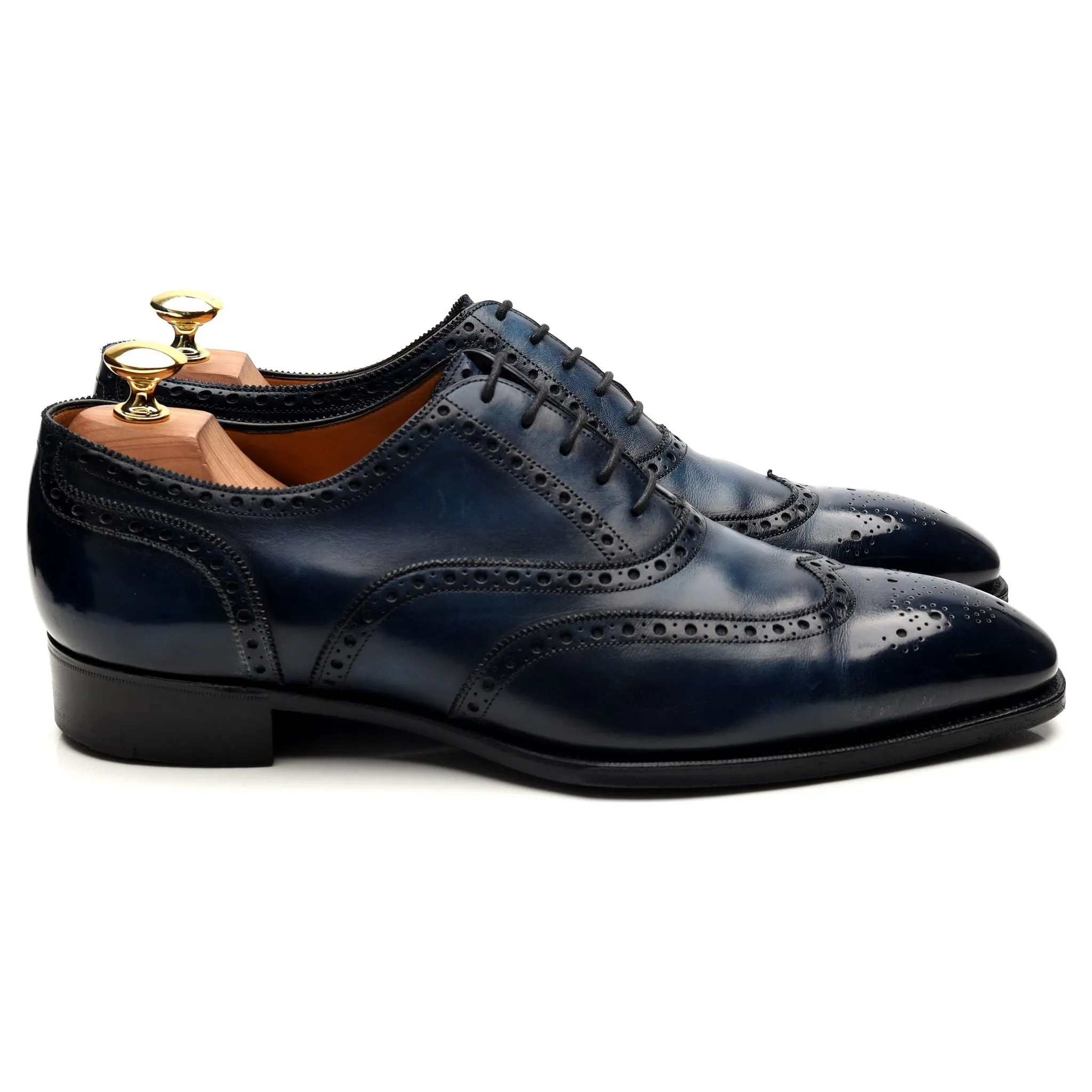 'Rothschild' Blue Sapphire Patina Leather Oxford Brogues UK 8.5 F