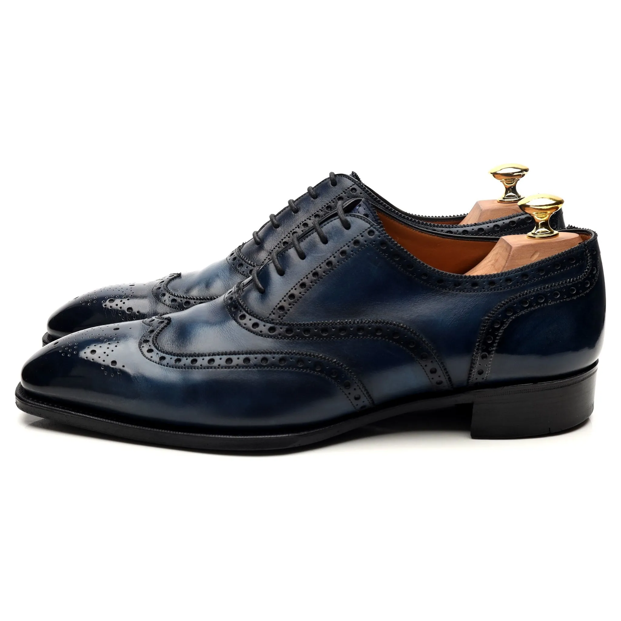 'Rothschild' Blue Sapphire Patina Leather Oxford Brogues UK 8.5 F