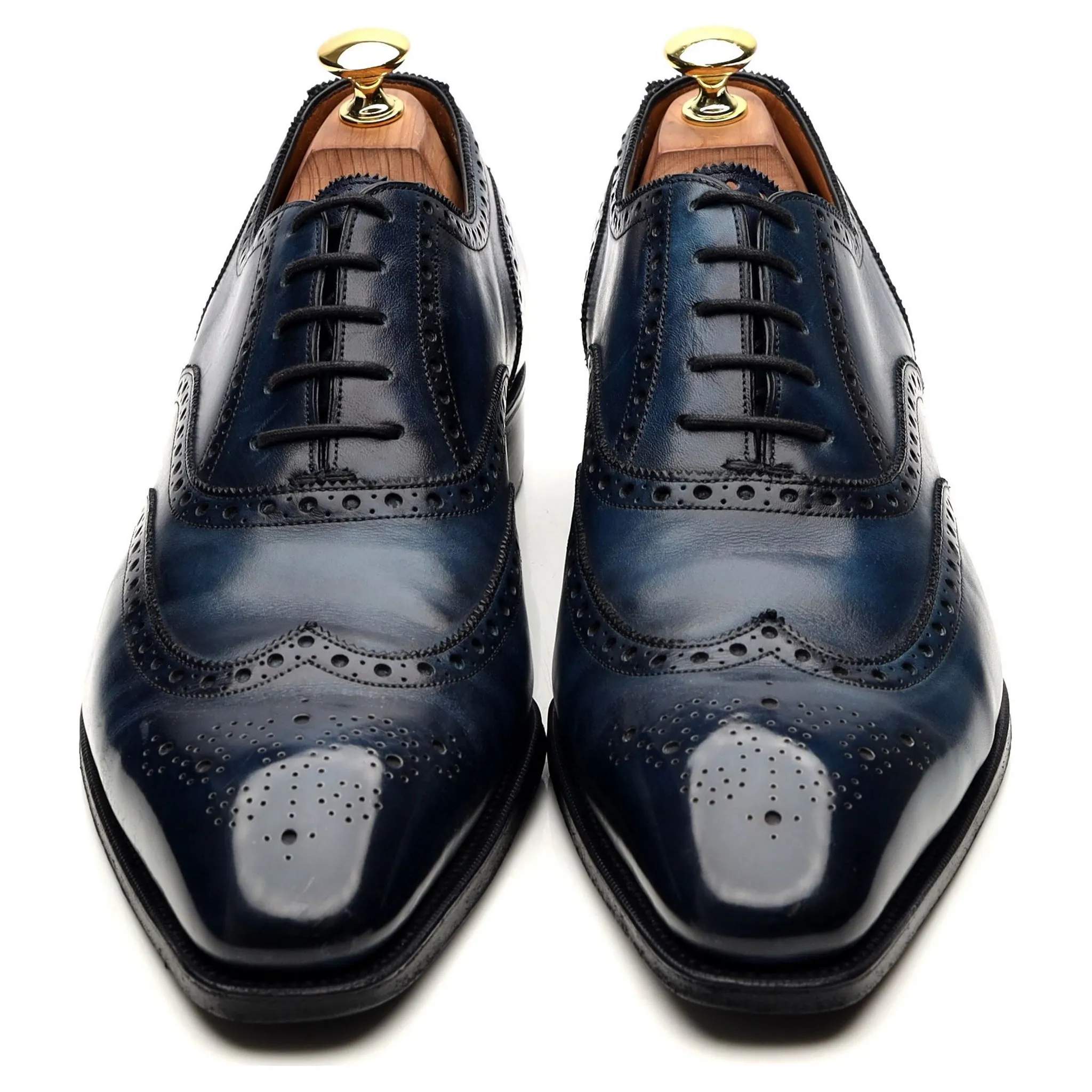 'Rothschild' Blue Sapphire Patina Leather Oxford Brogues UK 8.5 F