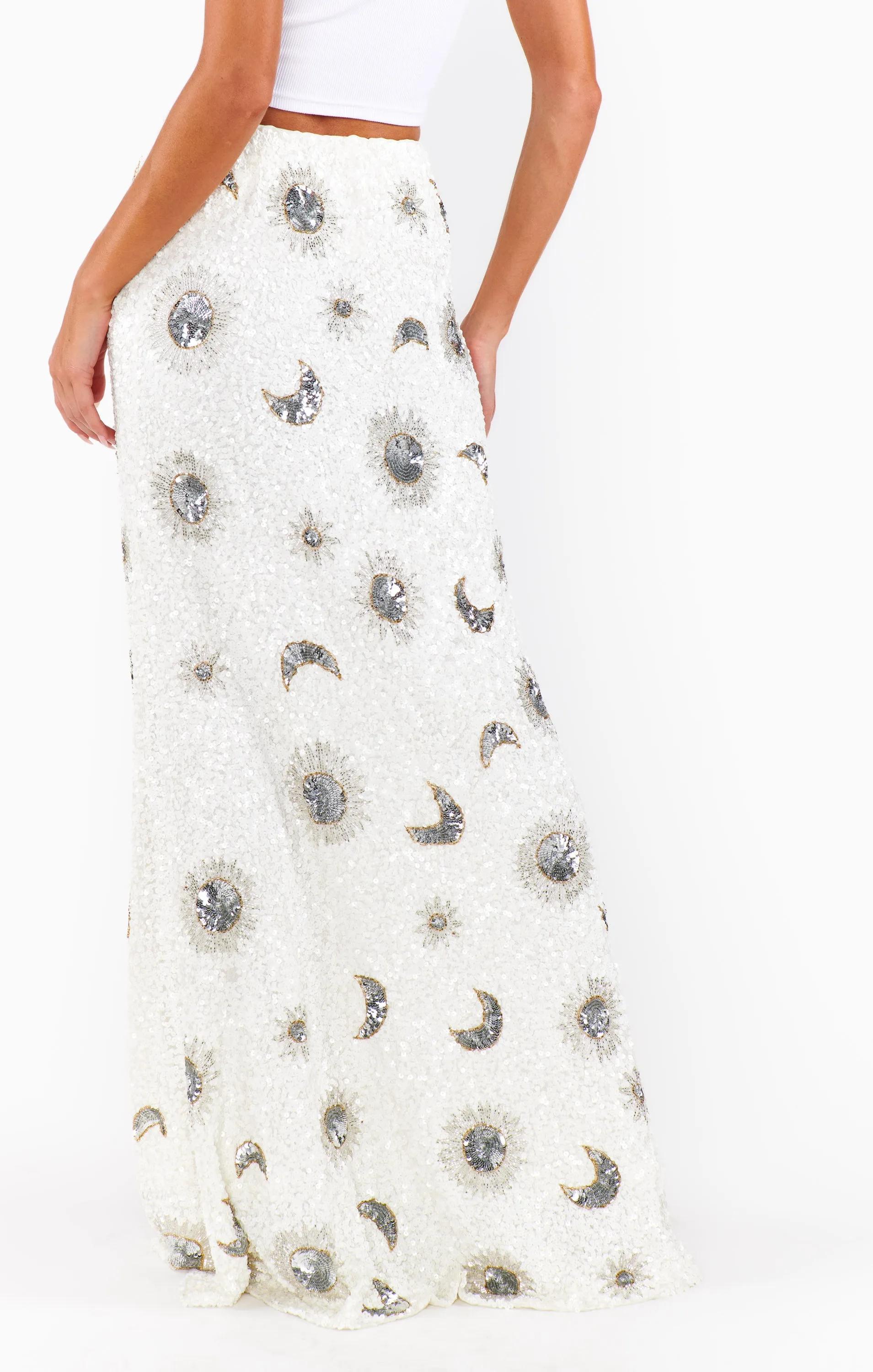 RSVP Skirt ~ White Celestial Sequins