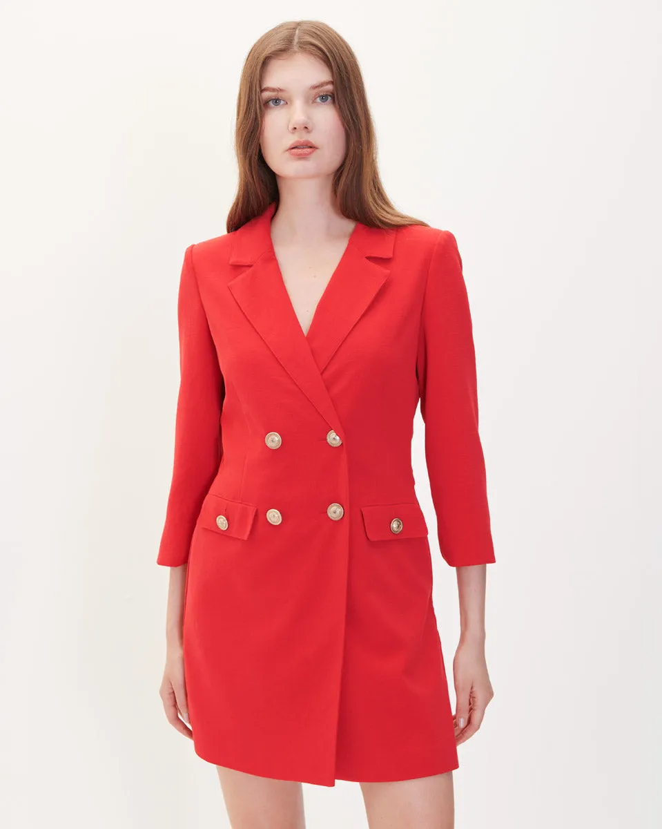 Rumper Rojo Escarlata Estilo Blazer Con Solapa