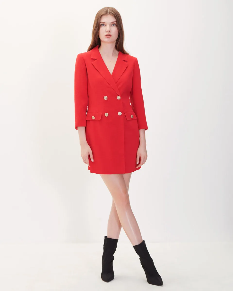 Rumper Rojo Escarlata Estilo Blazer Con Solapa