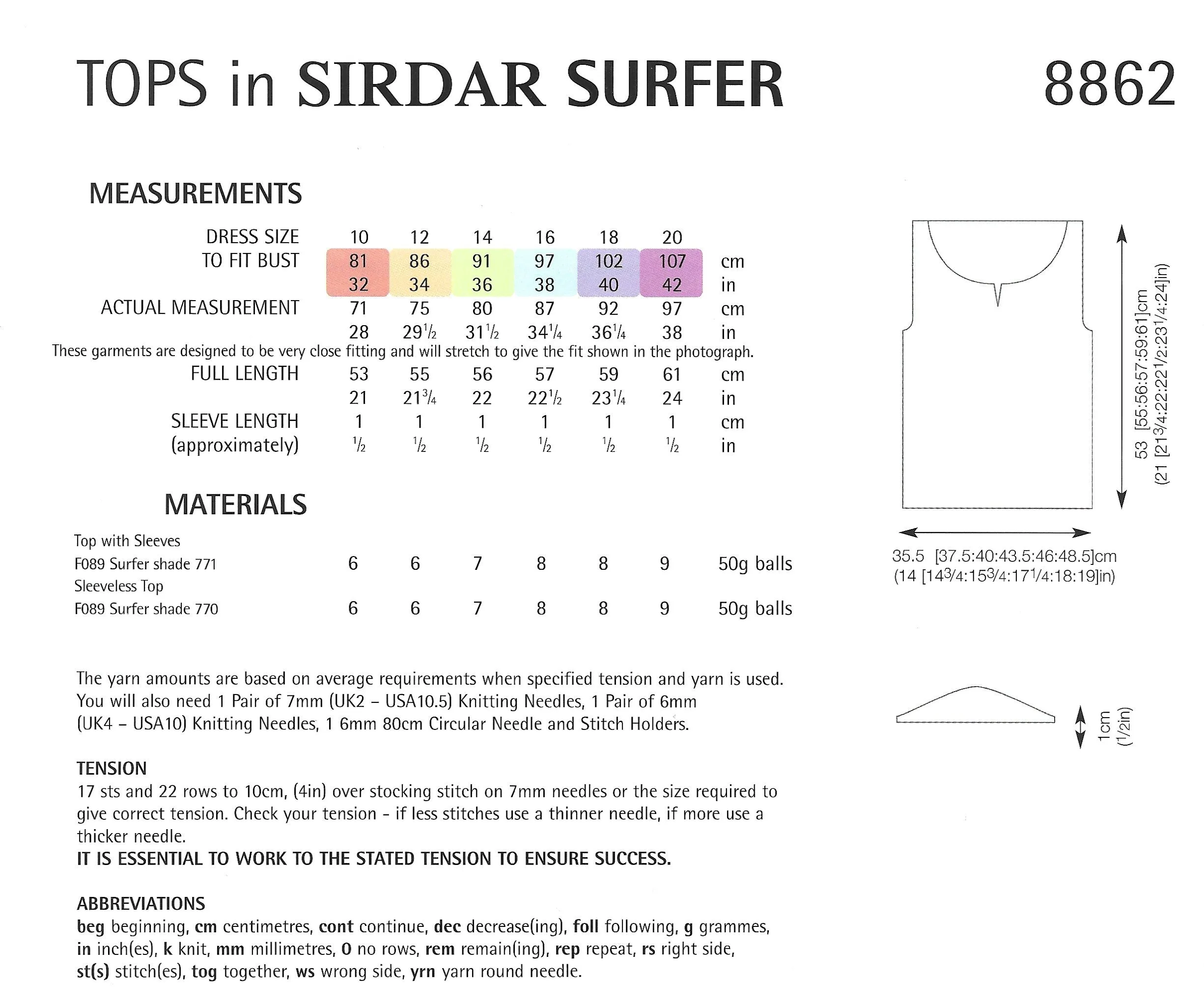 Sirdar 8862 Tops, Surfer Chunky Knitting Pattern