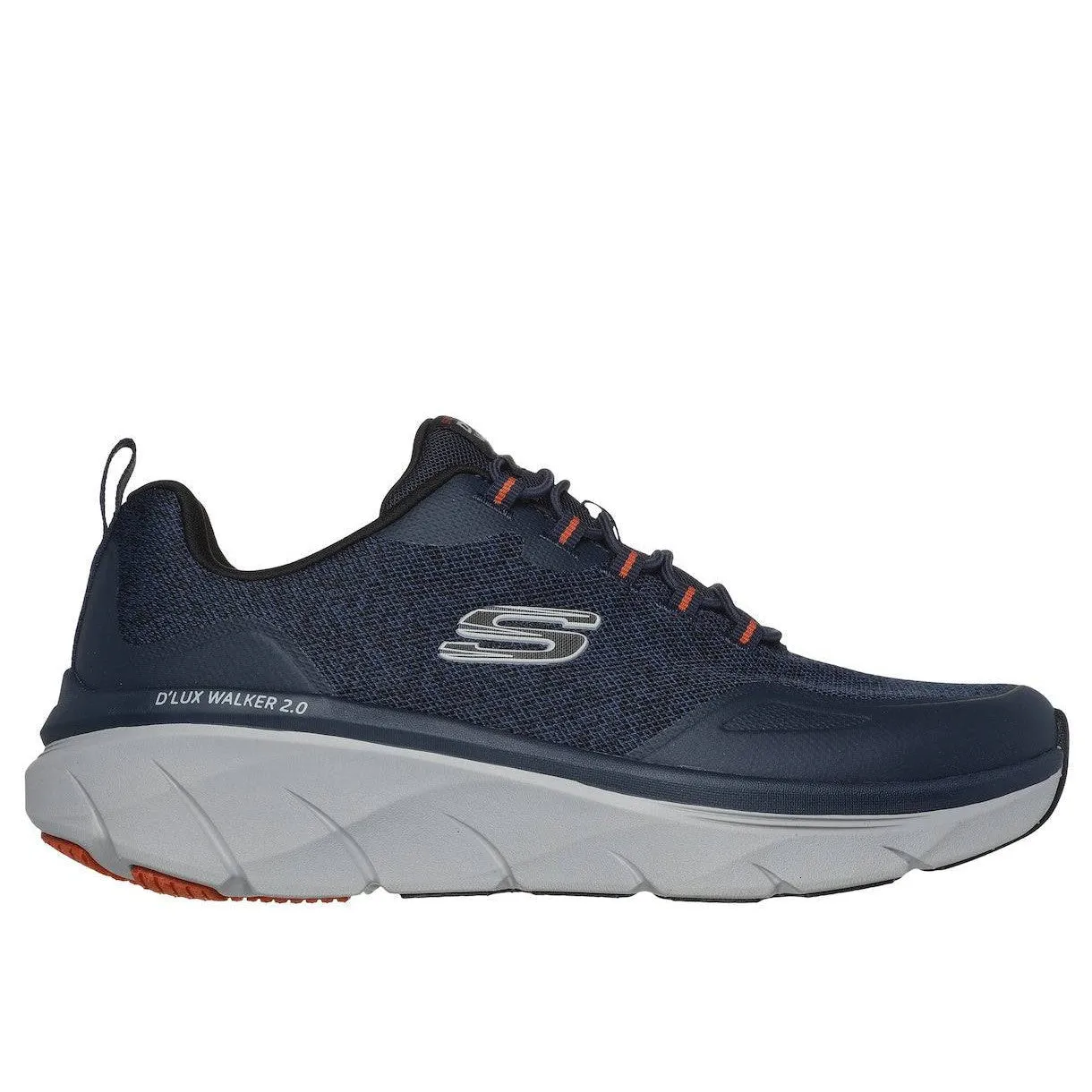 Skechers 232719 D'lux Walker 2.0 - Steadyway Mens Navy Orange Textile Vegan Slip On Trainers