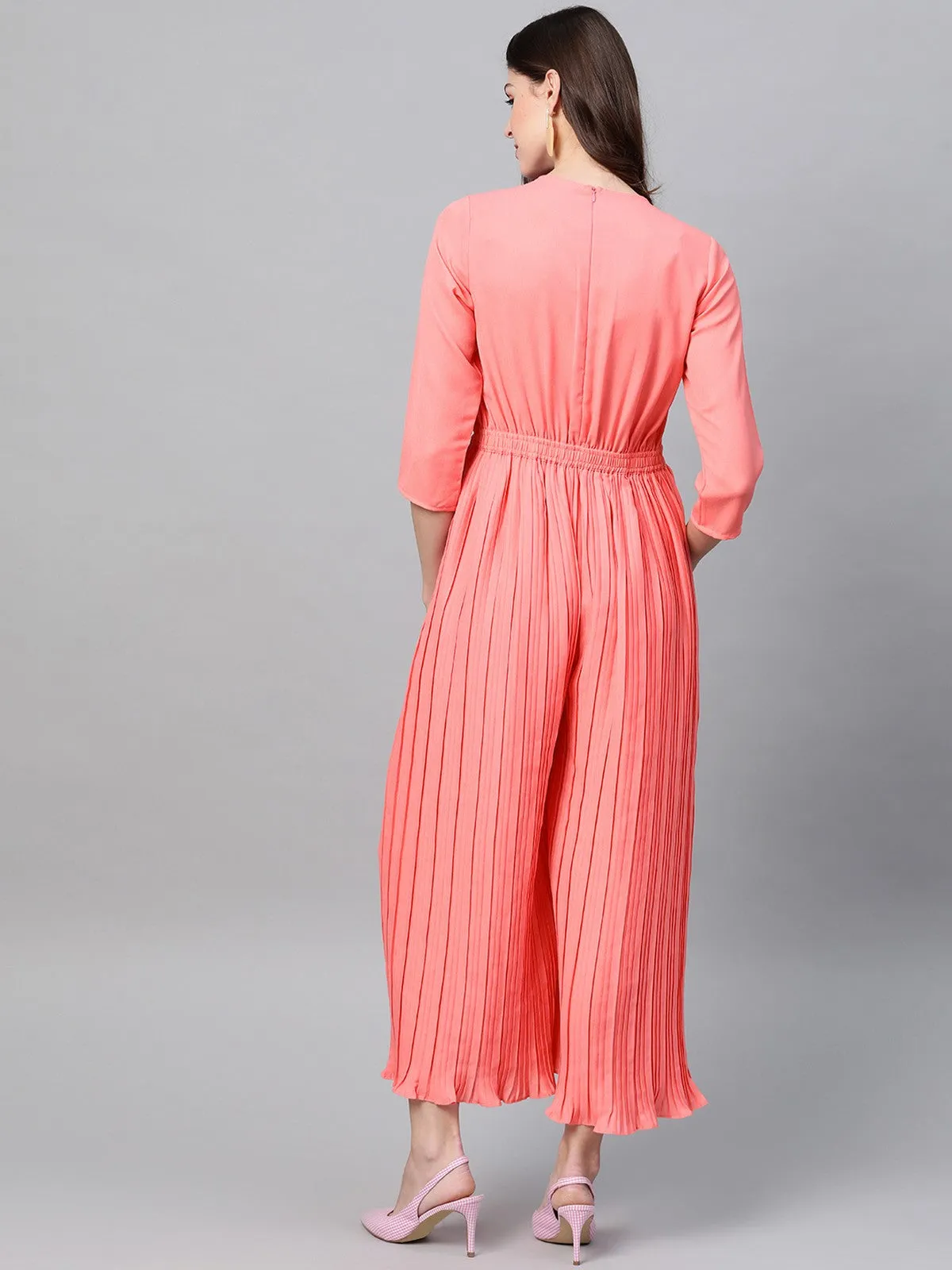 Solid Pleated Elegant Jumpsuit