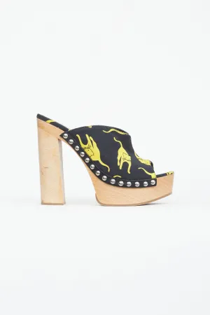 SS 2010 Black & Yellow Printed Mule