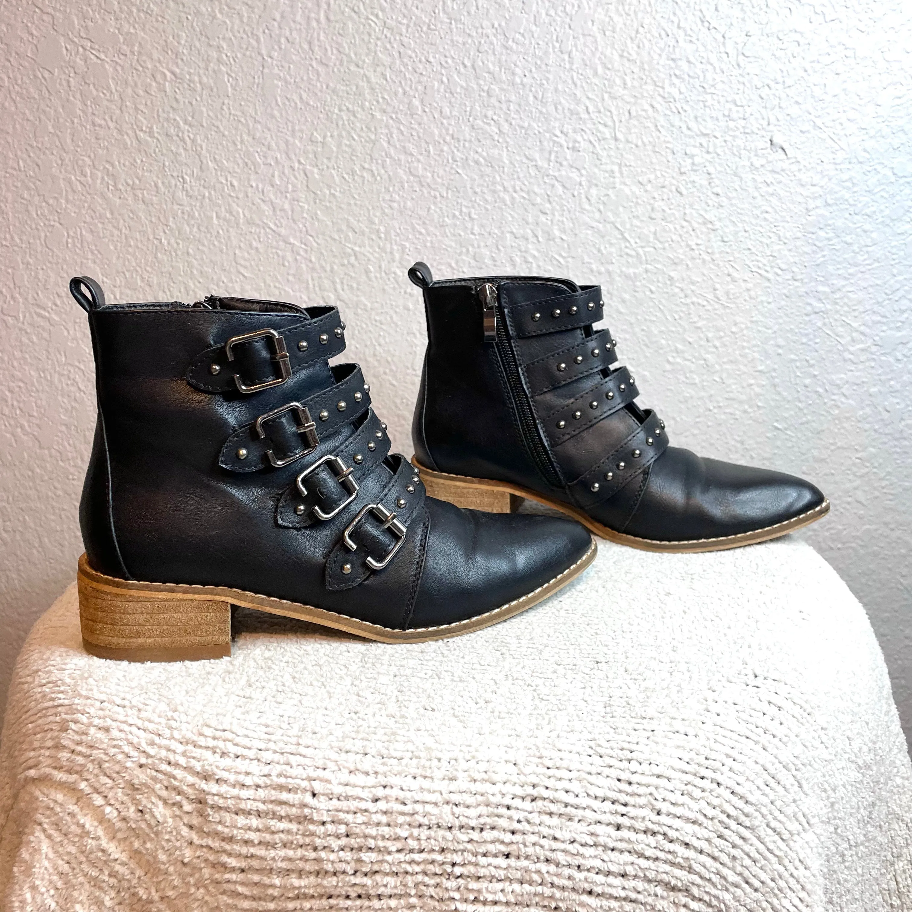 Studded Buckle Booties